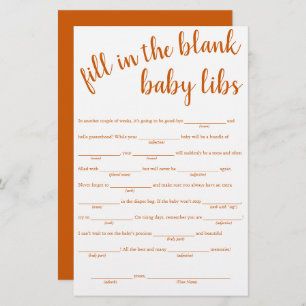 Simple Fill in the Blanks Fall Orange Baby Game