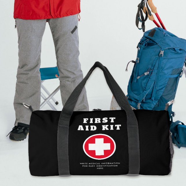 Simple First Aid Red Cross Medical Black Travel Duffle Bag (Creator Uploaded)