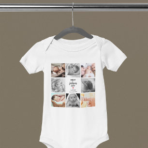 Simple First Father's Day Picture Collage   Daddy Baby Bodysuit