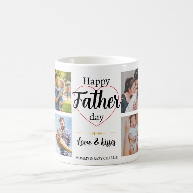 Simple First Father's Day Picture Collage | Daddy  Coffee Mug (Center)