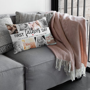Simple First Father's Day Picture Collage   Daddy Lumbar Cushion