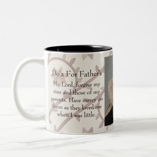 Simple First Father's Day Picture Collage Two-Tone Coffee Mug (Left)