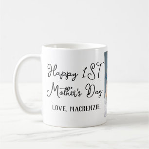 Simple first Mother Days Gift Three Photo Collage Coffee Mug