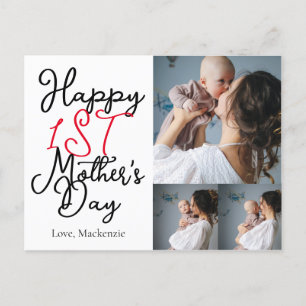 Simple first Mother Days Gift Three Photo Collage Holiday Postcard