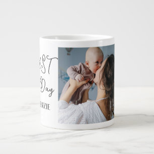 Simple first Mother Days Gift Three Photo Collage Large Coffee Mug