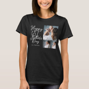 Simple first Mother Days Gift Three Photo Collage  T-Shirt