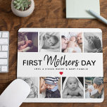 Simple First Mother's Day Picture Collage Keepsake Mouse Pad<br><div class="desc">Capture the magic of first-time motherhood with our Simple First Mother's Day Picture Collage Keepsake Mousepad. This customisable memento features 8 square insta-style photos, whimsical 'First Mother's Day' message, and attention-grabbing modern script. Make it even more personal with a cute red heart (colour is adjustable!) and the inclusion of your...</div>