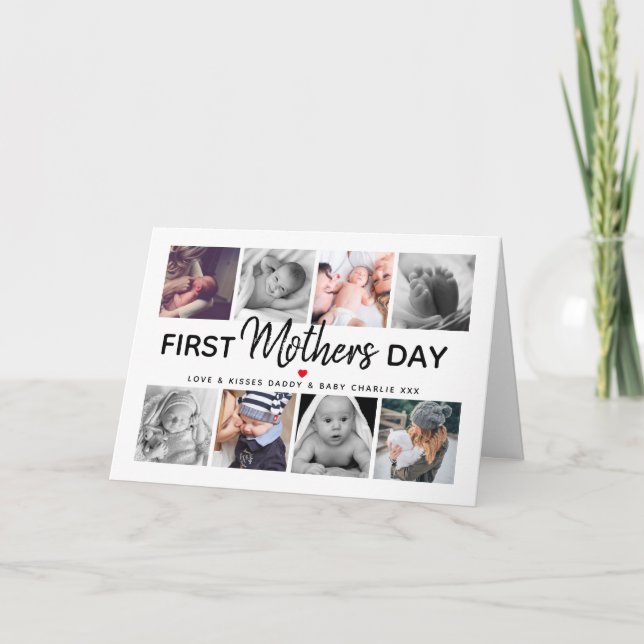 Simple First Mother's Day Picture Collage | Mummy Holiday Card (Front)