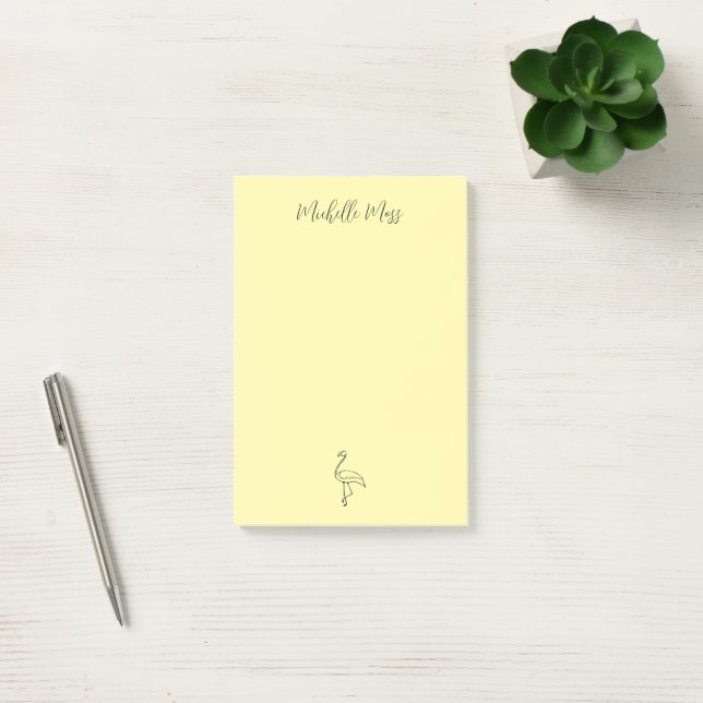 Simple Flamingo Elegant Tropical Pale Yellow  Post-it Notes (Office)