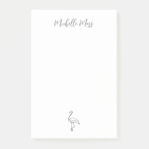 Simple Flamingo Elegant Tropical Personalised Post-it Notes