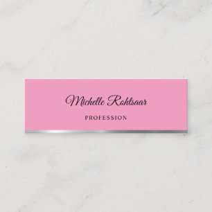 Simple Flamingo Pink Metallic Mini Business Card
