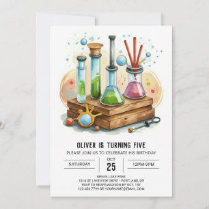 Simple Flask Chemistry Scientist Birthday Invitation