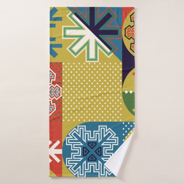 Simple flat local background of multicolored geome bath towel (Bath Towel)