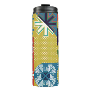 Simple flat local background of multicolored geome thermal tumbler