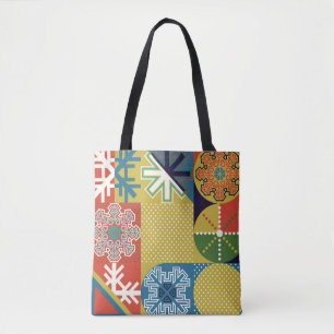 Simple flat local background of multicolored geome tote bag