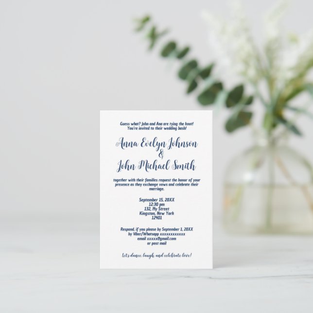 Simple flat weeding invitation (Standing Front)