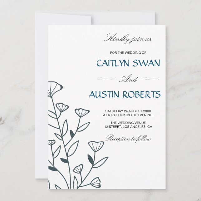 Simple Flora Elegance Botanical Monogram Invitation (Front)