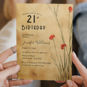 Simple Floral 21st birthday party Invitation