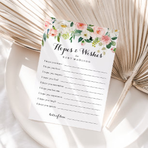 Simple Floral Baby Shower Hopes & Wishes Card