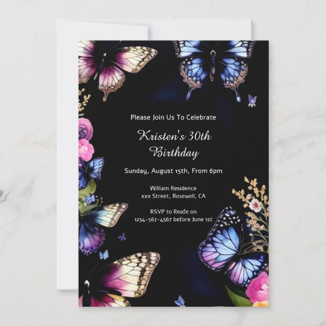 Simple Floral Birthday Invitation (Front)
