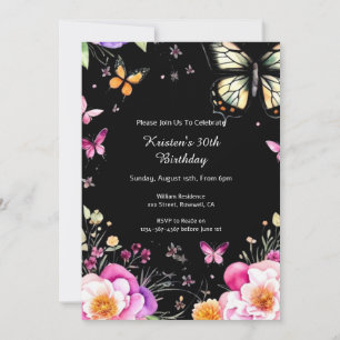 Simple Floral Birthday Invitation