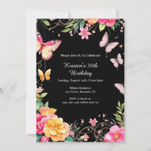 Simple Floral Birthday Invitation