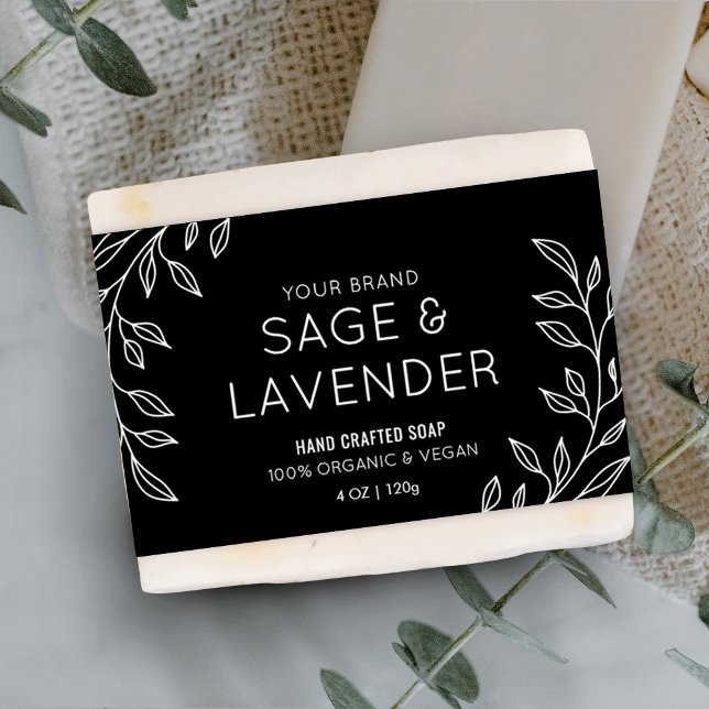 Simple Floral Black & White Soap Bar Wrapper Label (Simple Floral Black & White Soap Bar Wrapper Label)