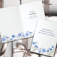 Simple Floral Blue Wildflower Birthday