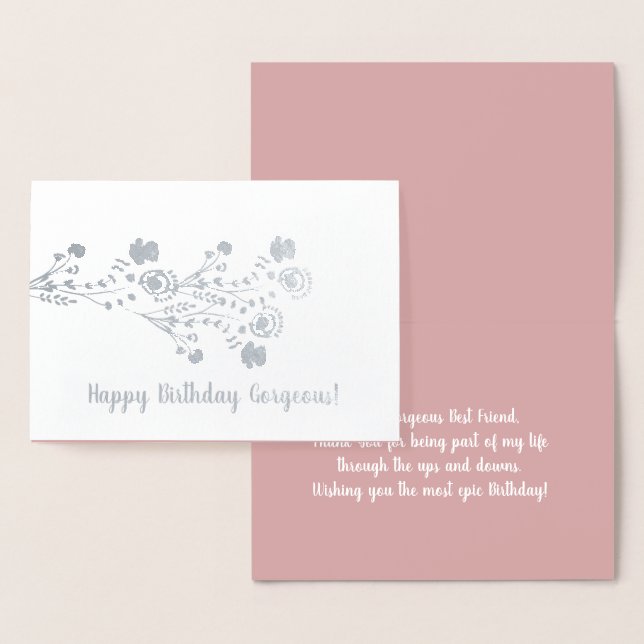 Simple Floral Botanical Birthday Real Foil Card (Display)
