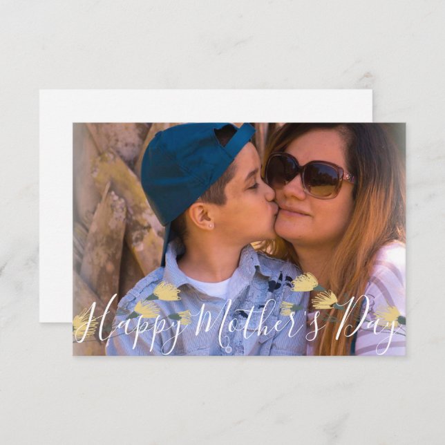 Simple Floral Botanical Happy Mother's Day Photo  Card (Front/Back)