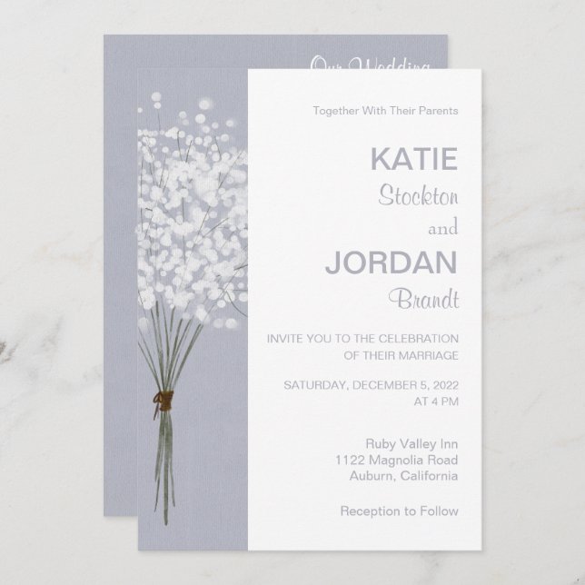 Simple Floral Bouquet Wedding Invitation (Front/Back)