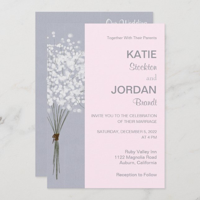 Simple Floral Bouquet Wedding Invitation (Front/Back)