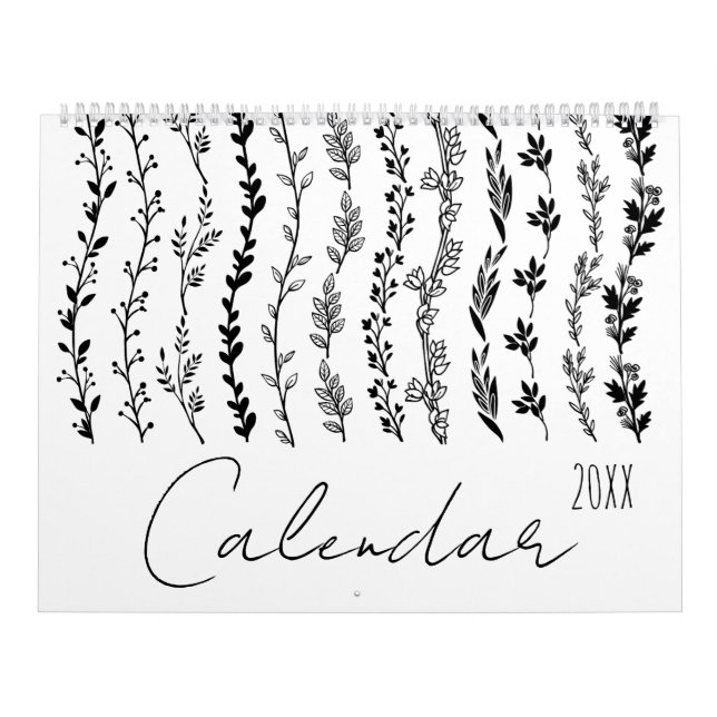 Simple floral branches handwriting Calendar (Cover)