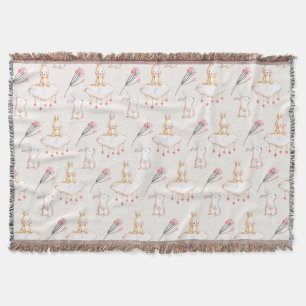 Simple Floral Bunny Pattern Easter Throw Blanket