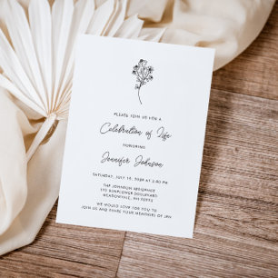 Simple Floral Celebration of Life Funeral Invitation