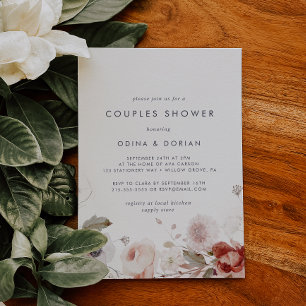 Simple Floral Couples Shower Invitation
