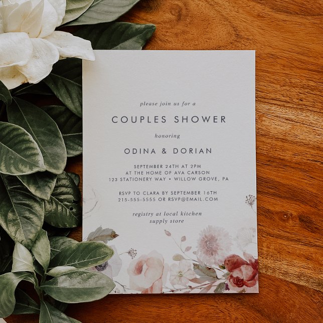 Simple Floral Couples Shower Invitation (Creator Uploaded)
