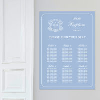 Simple Floral Cross on Blue Baptism Seating Chart