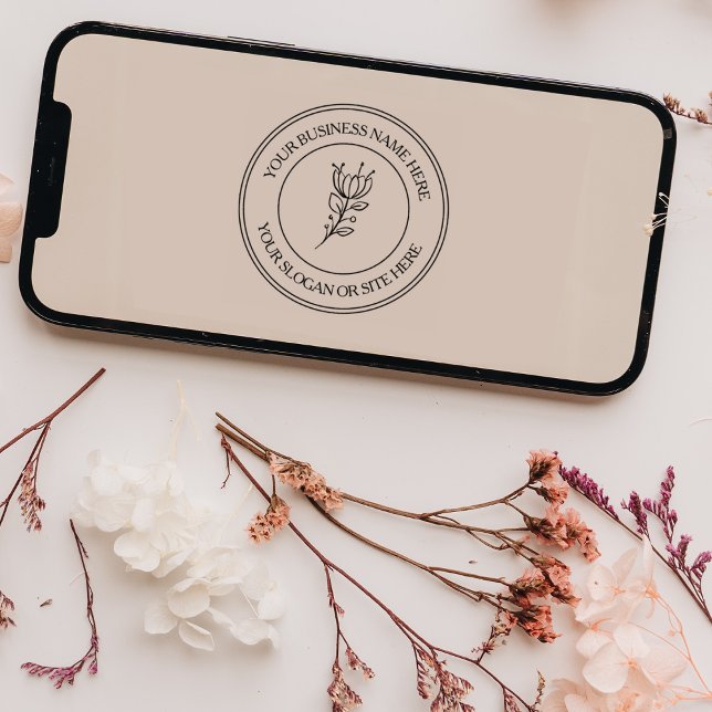 Simple Floral Custom Business Name  Rubber Stamp (Creator Uploaded)
