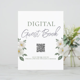 Simple Floral Digital Guest Book QR Code Sign