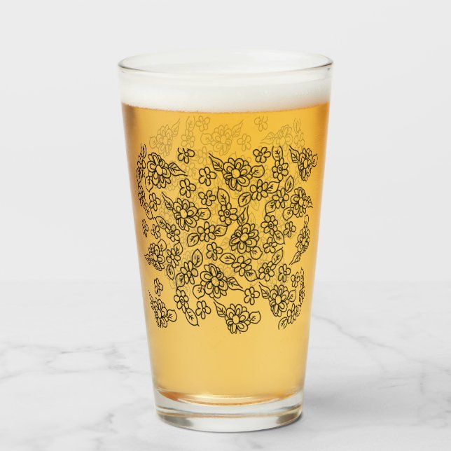 Simple floral drawing glass (Back Filled)