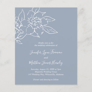 Simple Floral Dusty Blue Budget Wedding Invitation Flyer