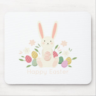 Simple Floral Easter Bunny Mousepad