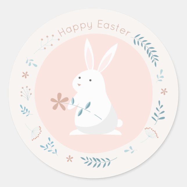Simple Floral Easter Bunny | Sticker Seal (Front)