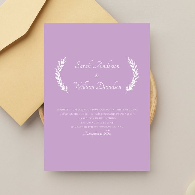 Simple Floral Elegant Lavender Wedding Invitation (Creator Uploaded)