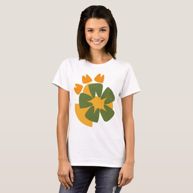 Simple Floral flower in Random Shape T-Shirt (Front Full)
