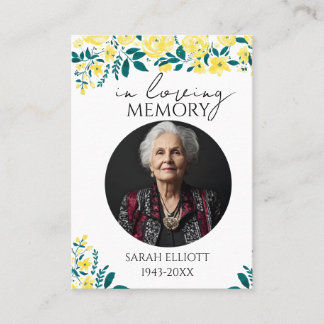 Simple floral Funeral Memorial Prayer Photo Card
