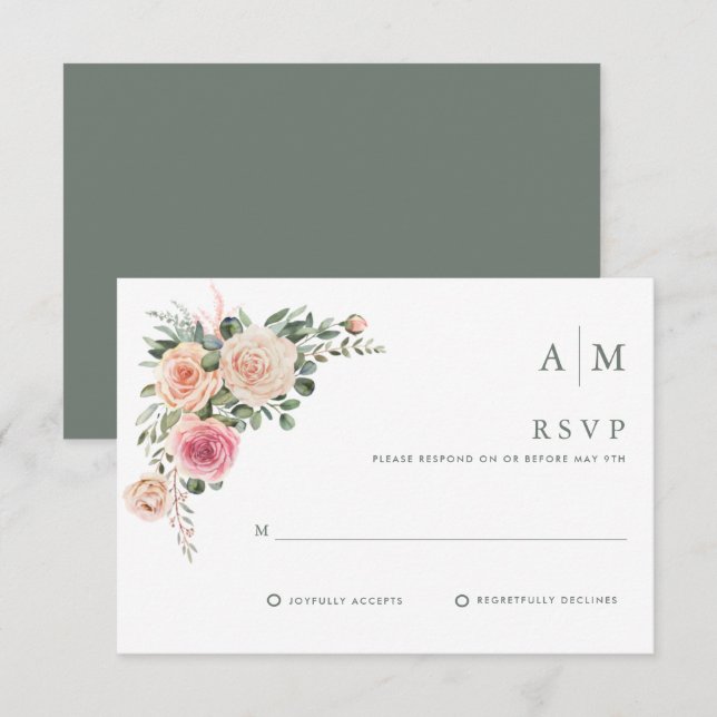 Simple Floral Garden Wedding  RSVP Card (Front/Back)