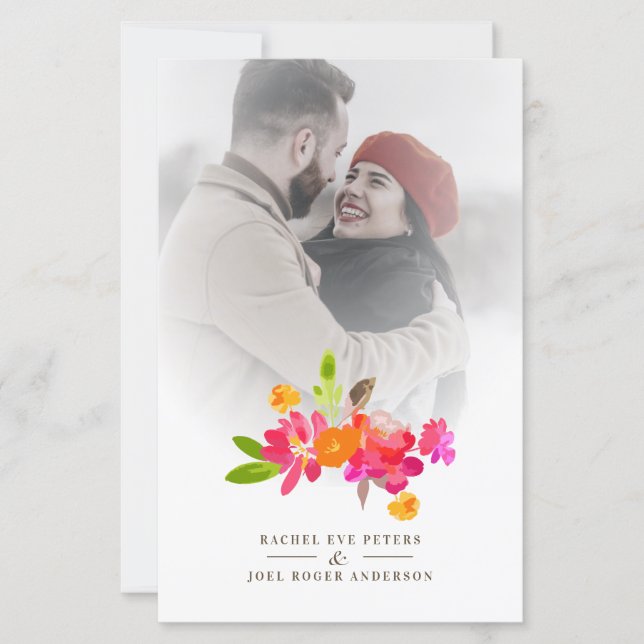 Simple Floral Garland Romantic Photo Wedding (Front)