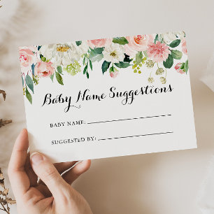 Simple Floral Green Baby Name Suggestions Card